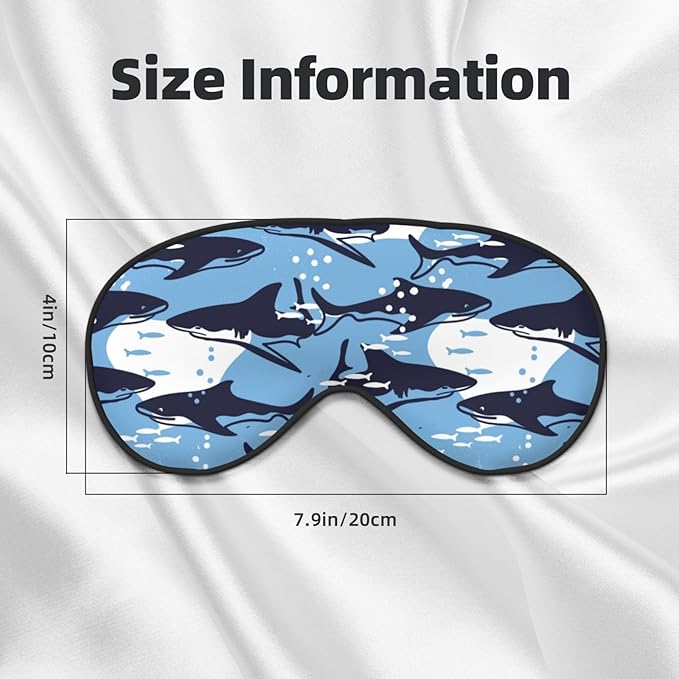 Sleep Eye Mask Abstract Blue Sharks and Fish Sleep Mask for Women Men Comfortable Eye Mask with Adjustable Strap Soft Eye Cover Blindfold for Travel Yoga Nap Shift Work - Bloomnest