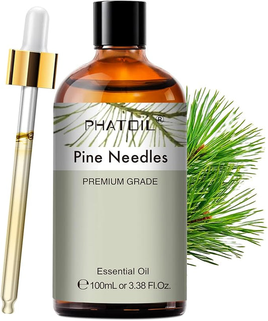 PHATOIL Natural Pine Needle Essential Oil - Pure Aromatherapy Oil for Home Freshening, Skin & Hair Care, DIY Candle, Soap Making 3.38Fl Oz - Bloomnest