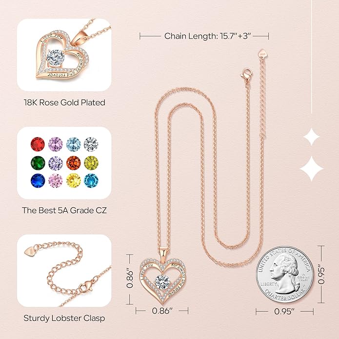18K Rose Gold Necklaces for Women Birthday Gifts for Women Jewelry for Women Birthday Gifts for Wife Girlfriend Daughter Wife Birthday Gifts for Anniversary Mothers Day Christmas Valentines Gifts - Bloomnest