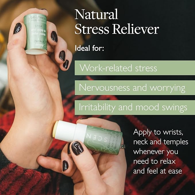 Scentered De-Stress Balm – Aromatherapy Stress Stick with Chamomile & Rosemary – Natural Self-Care Essential Oil roll On – Relaxation Gift for Stress Relief - Bloomnest