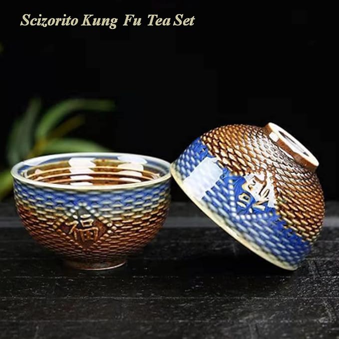 Ceramic Portable Travel Tea Set, Chinese Kungfu Tea Set with 360 Rotation Teapot and Infuser, 4 Tea Cups, Tea Tray And Travel Bag (Purple)