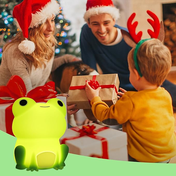 Attivolife Cute Frog Night Light for Kid, Squishy Animal Silicone Lamp, Rechargeable Portable and Dimmable Touch Control, Best Bedroom Bedside Decor Christmas Birthday Gift for Boy Girl Toddler - Bloomnest