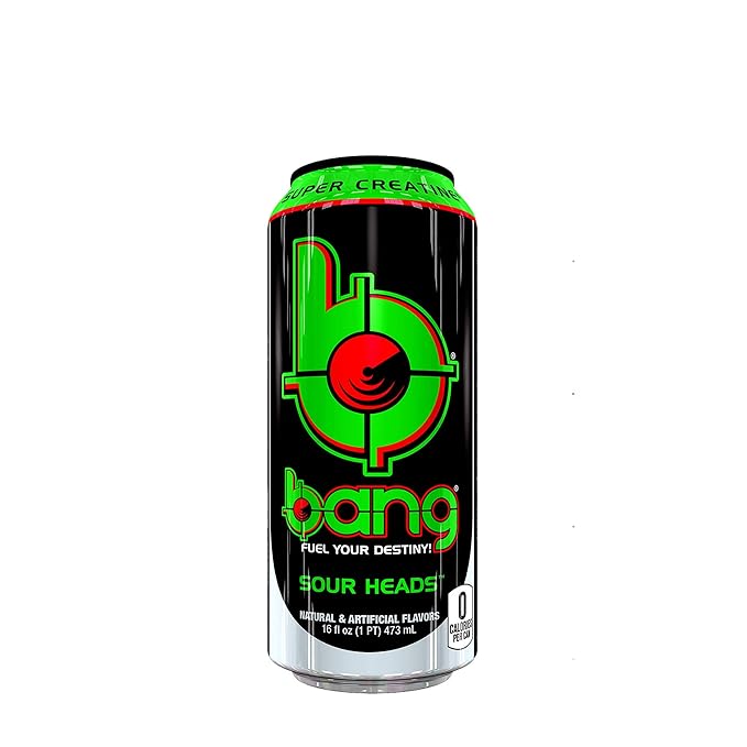 Bang Energy Sour Heads, Sugar-Free Energy Drink, 16-Ounce (Pack of 12) - Bloomnest