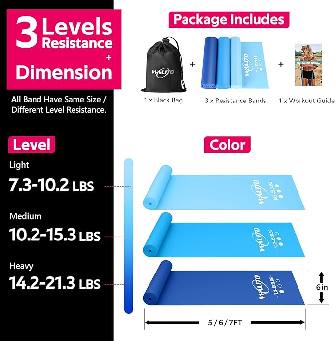 WALITO Resistance Bands for Working Out, Exercise Bands for Women and Men, Workout Bands for Physical Therapy, Stretch, Recovery, Pilates, Rehab, Strength Training and Home Gym - Bloomnest