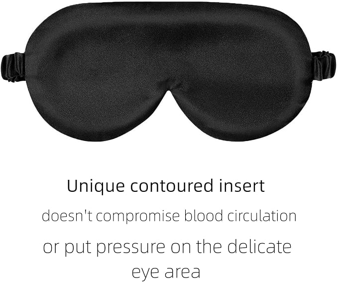 ALASKA BEAR Sleep Mask with Silk-Covered Headband for Hair Care, Silk Eye Mask Comfortable Scrunchy Band Over Ears (Built-in Contour Insert, Luxury 22 Momme) - Bloomnest