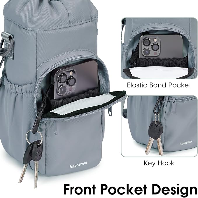 sportsnew Water Bottle Holder with Strap 32oz 40oz Insulated Water Bottle Carrier Sling Bag with Phone Pocket Crossbody sportsnew