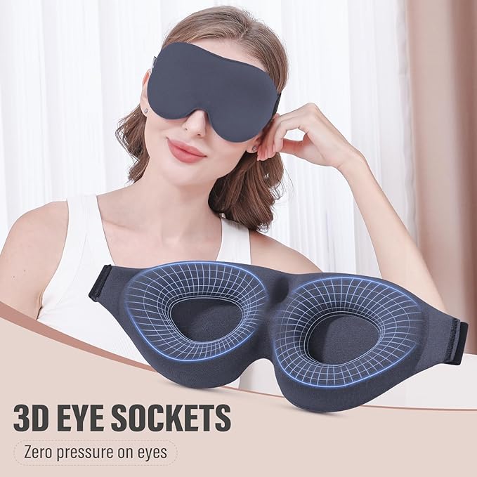 YIVIEW Sleep Mask for Side Sleeper, Complete Light Blocking 3D Sleeping Eye Mask, Soft Breathable Eye Cover for Women Men, Relaxing Zero Pressure Night Blindfold - Bloomnest
