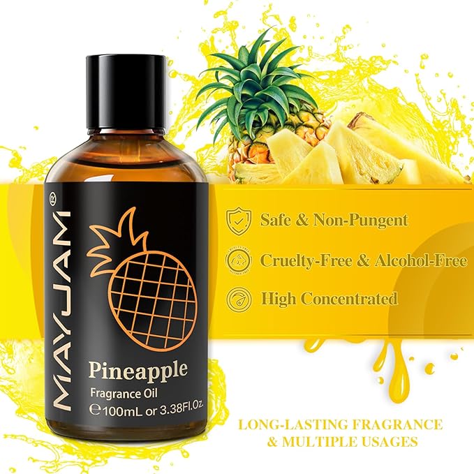 MAYJAM 100ML/3.38FL.OZ Pineapple Fragrance Oils with Glass Dropper, Essential Oils for Diffusers for Home, Long Lasting Scented Oils for Diffusers Soap Candle Making - Bloomnest