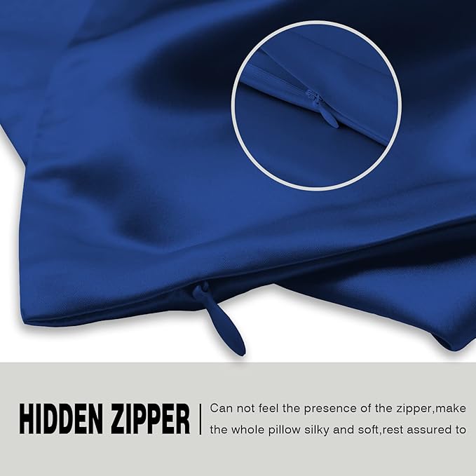 Mulberry Silk Pillowcase for Hair and Skin Pillow Case with Hidden Zipper Soft Breathable Smooth Cooling Silk Pillow Covers for Sleeping (Royal Blue, King,1Pcs) - Bloomnest