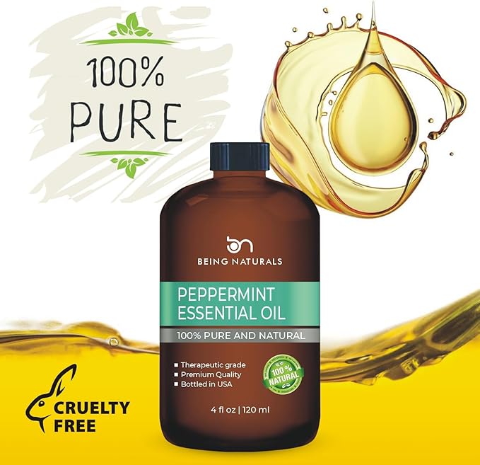 Peppermint Essential Oil - Huge 4 FL OZ - 100% Pure & Natural – Premium Natural Oil with Glass Dropper (Peppermint Oil) - Bloomnest