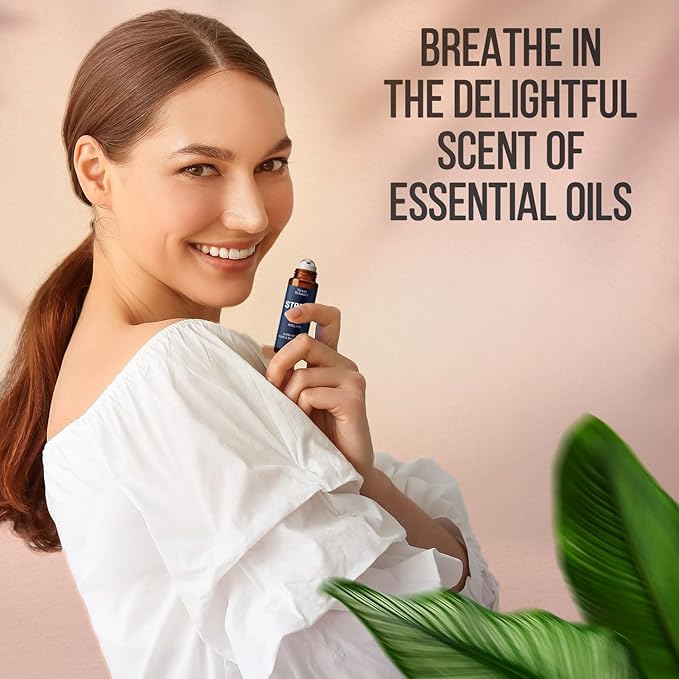 Stress Relief Essential Oil Roll-On Blend 10 ml - Natural Stress Relief with Lavender, Geranium & Frankincense Oils Roller - Pure & Calming Aromatherapy - Nexon Botanics - Bloomnest