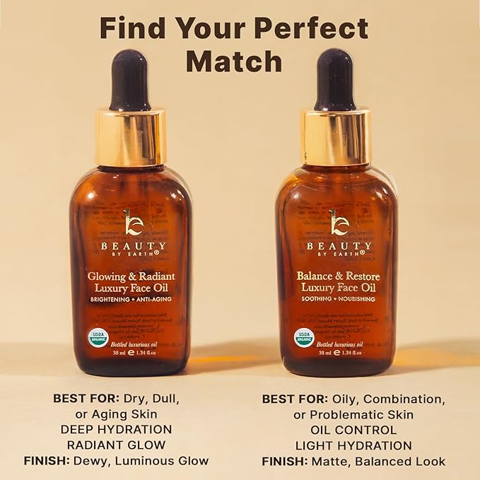 USDA Organic Face Oil – USA Made with Natural Ingredients, Brightens & Smooths Fine Lines & Wrinkles, Non-comedogenic Lightweight Facial Oil for Dry & Sensitive Skin with Moringa, Jojoba & Argan Oils - Bloomnest
