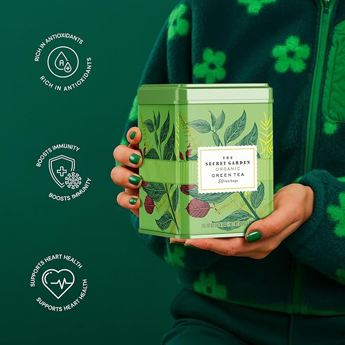 Life Plus Style Gourmet Secret Garden Organic Green Tea Caffeinated Natural Pure Unsweetened Smooth & Refreshing Hot or Iced Rich in Antioxidants Gluten Free Support Health Eco Conscious 50 Tea Bags - Bloomnest