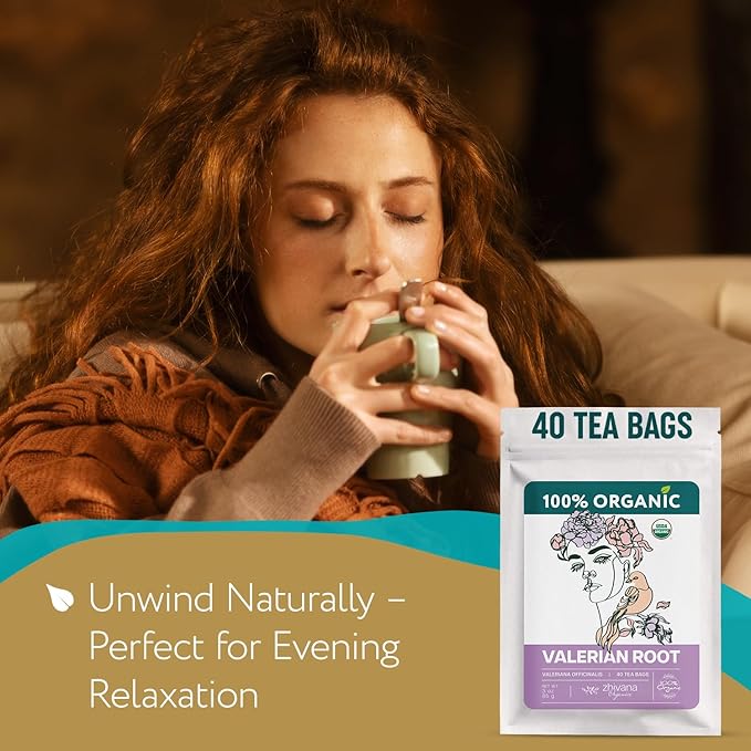 Valerian Root Tea Organic (40 Tea Bags) - Valerian Tea, Valerian Root Herb – Calming Herbal Infusion for Sleep, Healthy Stress Response - Bloomnest