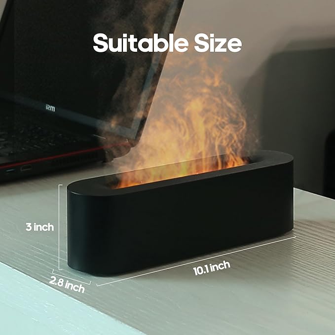 Essential Oil Diffusers,Flame Colorful Water Vapor Fire Fireplace Humidifier for Aromatherapy Aroma Therapy Machine Room Bedroom,Black Flame Diffuser for Essential Oils - Bloomnest