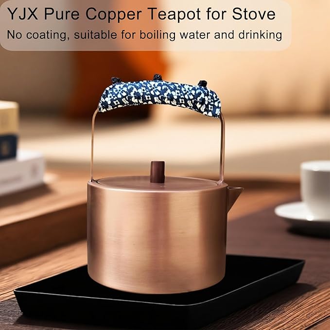 YJX Pure Copper Tea Kettle For Stovetop Safe, Chinese Style Non-Coating Teapot with Stainless Steel Tea Ball For Loose Tea, Durable Tea Pot, 1500ml Kettle - Bloomnest