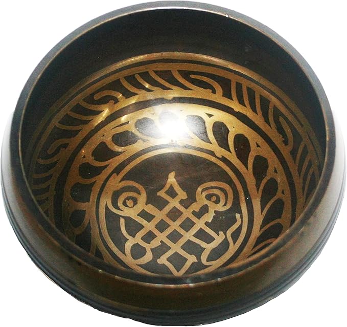 3008 SB 'D' Note Sacral Chakra Antique Tibetan Auspicious Symbol Bowl Set ~ Nepal - Bloomnest
