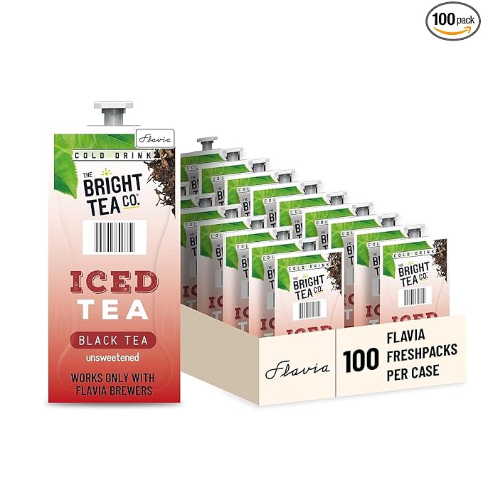 Flavia Bright Tea Co. Iced Black Tea Freshpacks works only with Flavia Brewers (Case of 100) - Bloomnest