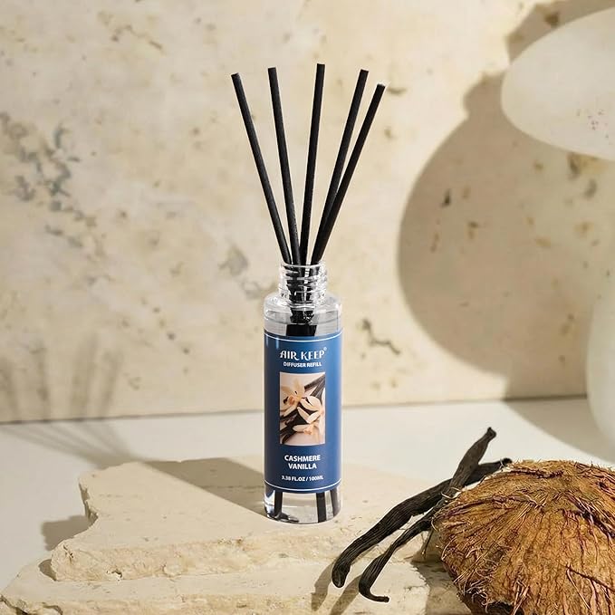 Airkeep Reed Diffuser Oil Refill/Cashmere Vanilla/3.38 oz / 1 Pack/Air Freshener & Aromatherapy Essential Oil Blend for Home Fragrance – Scented Refill Oil for Bathroom, Bedroom & Home Decor Airkeep