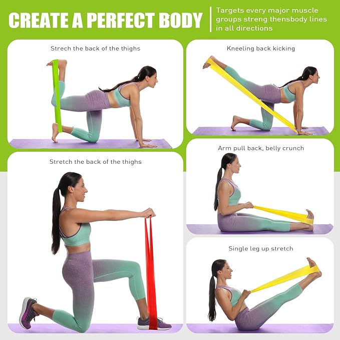 Resistance Bands, Exercise Bands, Physical Therapy Bands for Strength Training, Yoga, Pilates, Stretch Elastic Band with Different Strengths, Workout Bands for Home Gym - Bloomnest