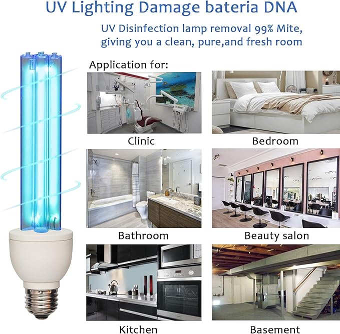 BAIMNOCM UV Light Bulb Ozone Free, UVC Lamp 25 Watt, UV Disinfection Light, 254nm Weavelength UVC lamp Ultraviolet Light Bulb, E26 Base 4 Pack - Bloomnest