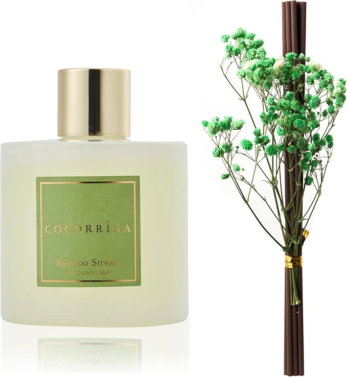 Cocorrína Reed Diffuser - Bamboo Stream Scented Diffuser with 8 Sticks Home Fragrance Reed Diffuser for Bathroom Shelf Decor - Bloomnest
