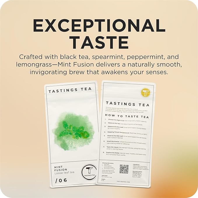 Tastings Tea Mint Fusion - 4.5 oz Loose Leaf | Energising Boost | Small-Batch Freshness - Bloomnest