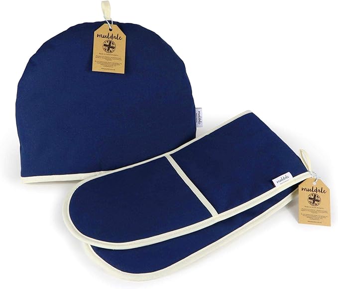 Muldale Large Tea Cozy for Teapot - Oxford Navy - Teapot Cover Insulated 100% Cotton Thick Wadding - Designed in England - Tea Cozies Covers - 1 to 6 Cup - Bloomnest