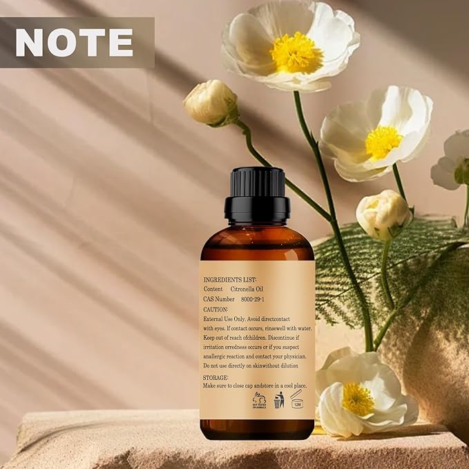 Citronella Essential Oils, 120ML Pure and Natural Essential Oil for Aromatherapy Diffuser - 4 Fl Oz - Bloomnest