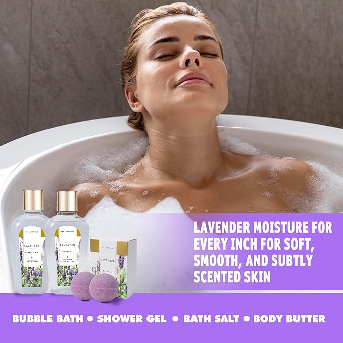 Spa Luxetique Bath Sets for Women Gifts - 10 Pcs Lavender Spa Kit, Self Care Kit for Her, Birthday, Mother's Day, Anniversary, Holiday, Valentine's Day Gifts for Her, Mother, Girlfriends, Wife - Bloomnest