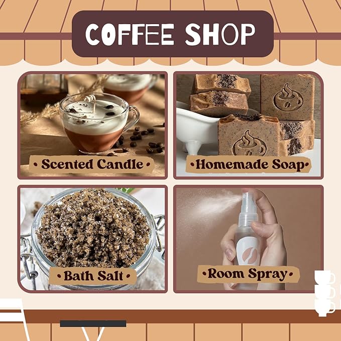 SALUBRITO Coffee Fragrance Oils Set, Premium Essential Oils for Diffuser, Candle, Soap Making, Blueberry Muffin, Eggnog Latte, Caramel Machhiato, Cafe Mocha, French Vanilla, Hot Chocolate, Scented Oil - Bloomnest