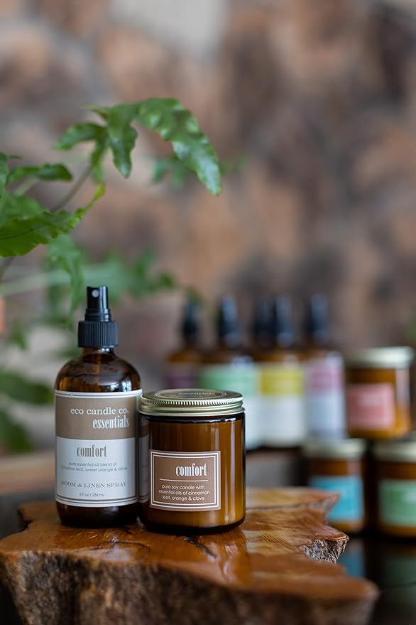 ECO CANDLE CO. Essentials Candle, Comfort, 8 oz. - Scents of Cinnamon, Orange, & Clove - 100% Soy Wax, No Lead, Hand Poured, Phthalate Free, Made from Midwest Grown Soybeans, All Natural Wicks - Bloomnest