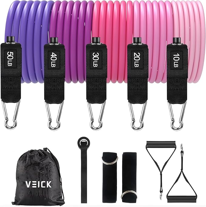 VEICK Resistance Bands, Exercise Bands, Workout Bands, Resistance Bands for Working Out with Handles for Men and Women, Exercising Bands for Fitness Weights Work Out at Home - Bloomnest