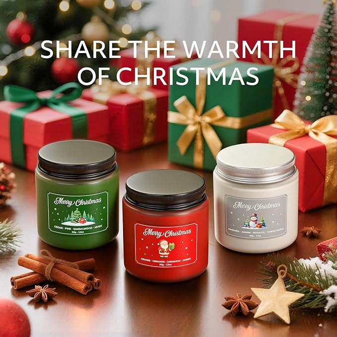 NORVENCE Christmas Candles, Scented Candles Gift Set for Stress Relief, Stress Relief Candle Gifts for Women and Men, Christmas Candle Gifts for Women (Red & Green, 7 oz) - Bloomnest
