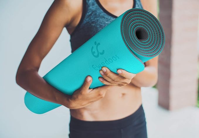 Ewedoos Eco Friendly Yoga Mat Thick TPE Yoga Mat Non Slip Yoga Mats Anti-tear Exercise Workout Mat for Women Men Kids Yoga, Pilates and Fitness