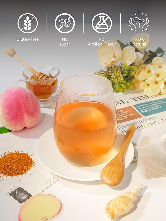 TeeLux Ginger Peach Turmeric Tea Bags, Warm Ginger with Tart Hibiscus & Soothing Chamomile, Tart & Sweet Flavor, Caffeine Free, 100 Count - Bloomnest