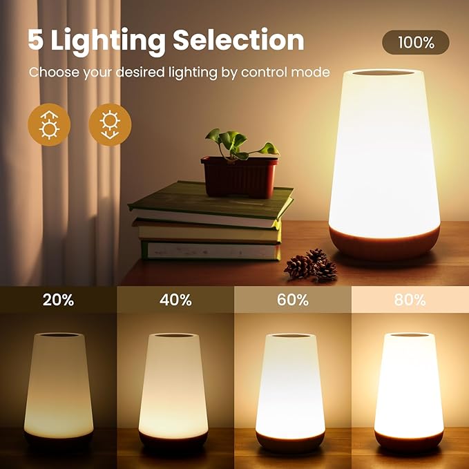 THAUSDAS Night Light, Dimmable Touch Lamp for Bedroom, Portable Table Bedside Lamp, 5 Brightness 13 RGB Colors, Night Lights for Baby Nursery Bathroom - Bloomnest