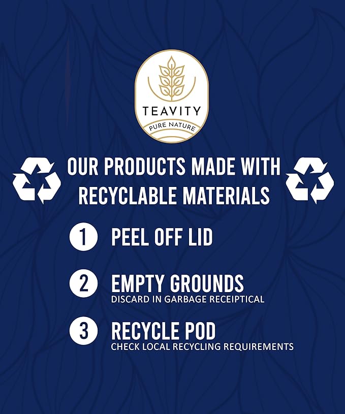 Organic Tea Pods with Moringa, Peppermint, Holy Basil & Turmeric - Naturally Decaf Tea - Mental Focus by Teavity (36) - Bloomnest