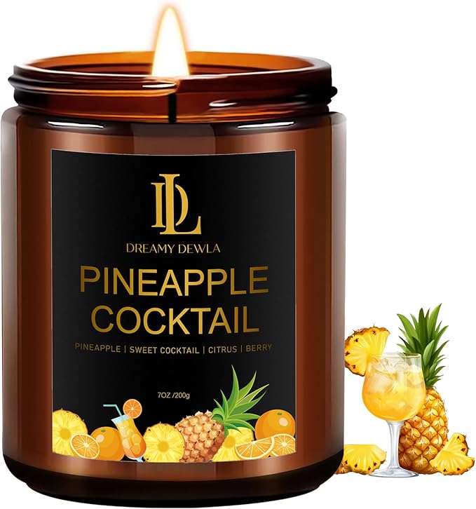 Pineapple Cocktail Candles, 7oz Pineapple Cocktail Scented Candle, Natural Soy Candles for Home Scented, Long Lasting with 50 Hour Burn Time, Gifts for Men Women - Bloomnest