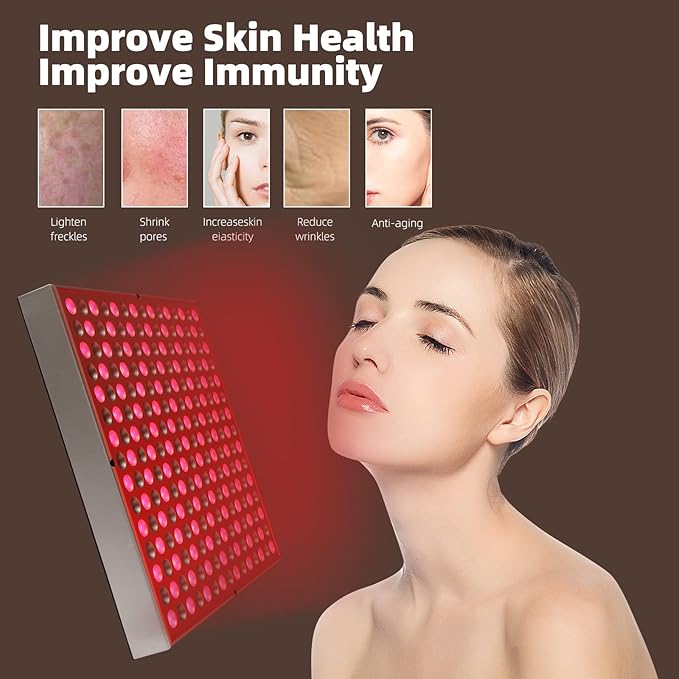 LED-Red-Light-Therapy-Device - 45W LED Panel Deep 660nm and Near-Infrared 850nm Light Combo for Skin Beauty, Pain Relief of Muscles and Joints Rhmip