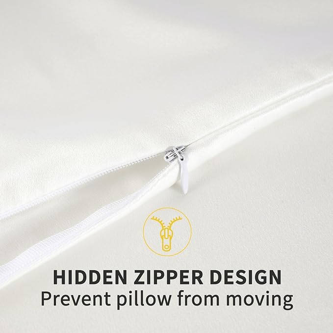 ZIMASILK 100% Pure Mulberry Silk Pillowcase for Hair and Skin Health,Soft and Smooth,Both Sides Premium Grade 6A Silk,600 Thread Count,with Hidden Zipper,1pc(Standard 20''x26'',Ivory) - Bloomnest