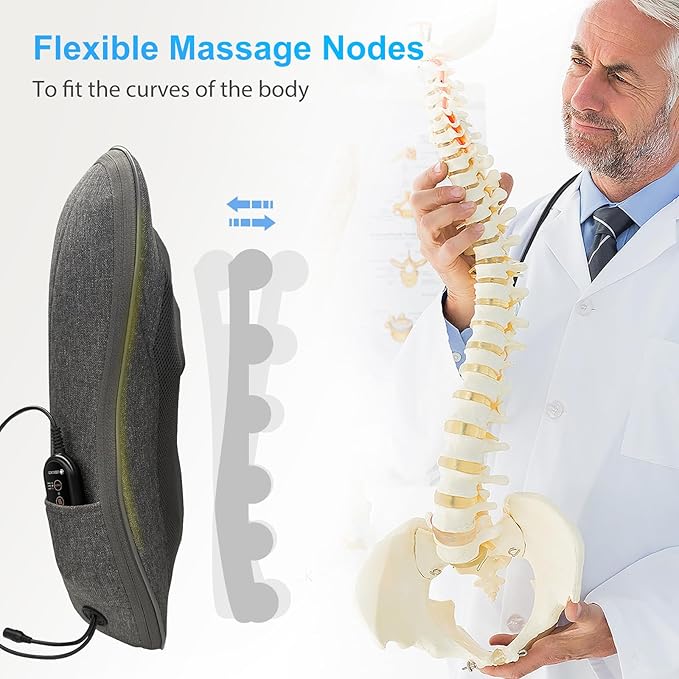 CooCoCo 14"×19" Shiatsu Back Massager with Heat, Birthday Gifts for Dad Mom Women Men Husband, Portable Massage Chair Pad, Kneading Massage Tools for Pain Relief, Chair Massager for Office Home - Bloomnest