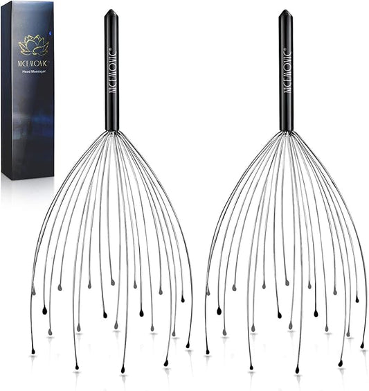 NICEMOVIC 2 Pack Head Scalp Massager Gifts for Women Men, Stocking Stuffers White Elephant Gifts for Adults Prizes for Adults Scalp Massager Hair Growth 20 Fingers Stress Relief Head Scratcher NICEMOVIC