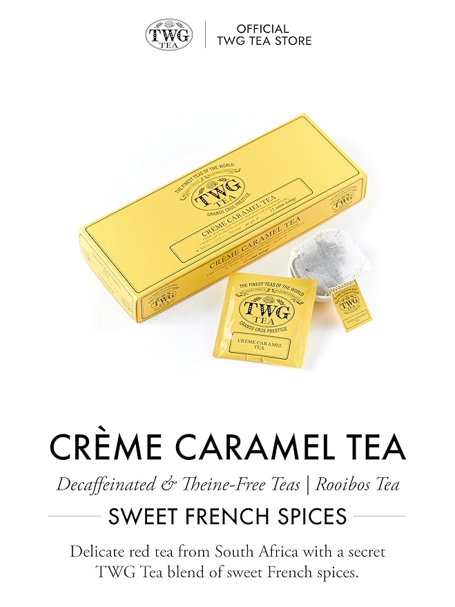 TWG Tea | Crème Caramel Tea | Rooibos Tea | Caramel & Theine-Free | 15 Hand Sewn Cotton Teabags | Gift Set - Bloomnest