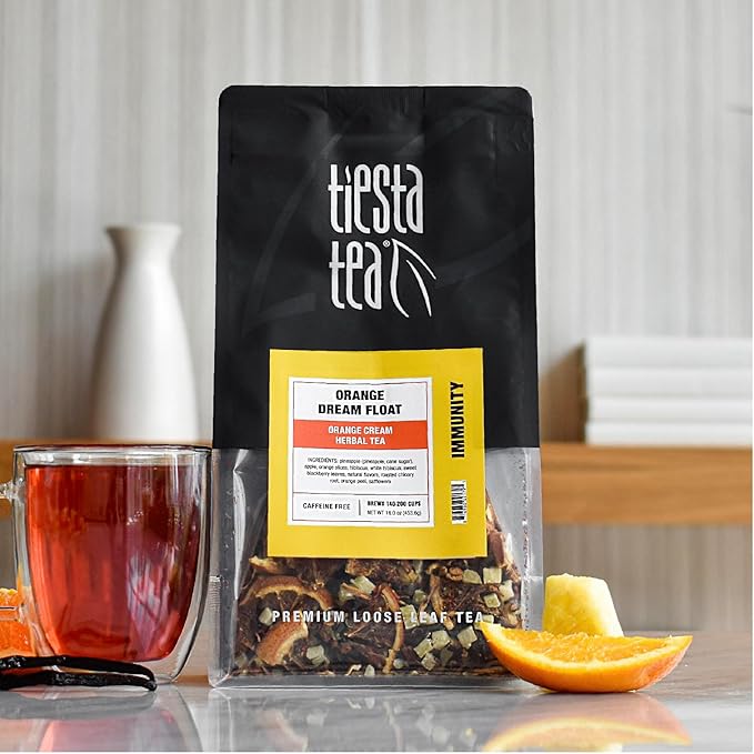 Tiesta Tea - Orange Dream Float Tea, Loose Leaf, Orange Cream Herbal Tea, Premium Caffeine-Free Tea Blend, Make Hot or Iced & Up to 200 Cups, 16 oz Resealable Bulk Pouch - Bloomnest