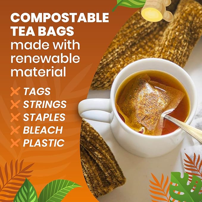 Organic Ginger Tea — 100 Tea Bags | Organic Herbal Tea From Single Origin | Eco-Friendly | Non-GMO Caffeine Free | Cederberg Tea Company. - Bloomnest