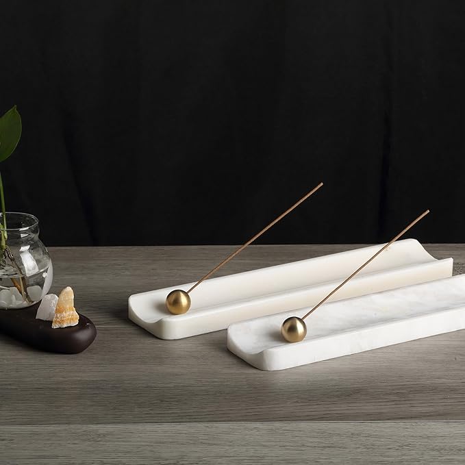 Koville Luxury African Marble Incense Holder, Incense Holders for Sticks, Incense Burner Holder, Ideal for Meditation and Relaxing, Easy to Clean(Namib Bianco) - Bloomnest