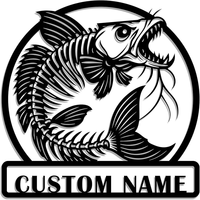 Personalized Catfish Metal Sign – Custom Name Fishing Wall Art – Iron Decoration for Cabins, Lake Houses, Man Caves, and Outdoor Spaces (Catfish-4) - Bloomnest
