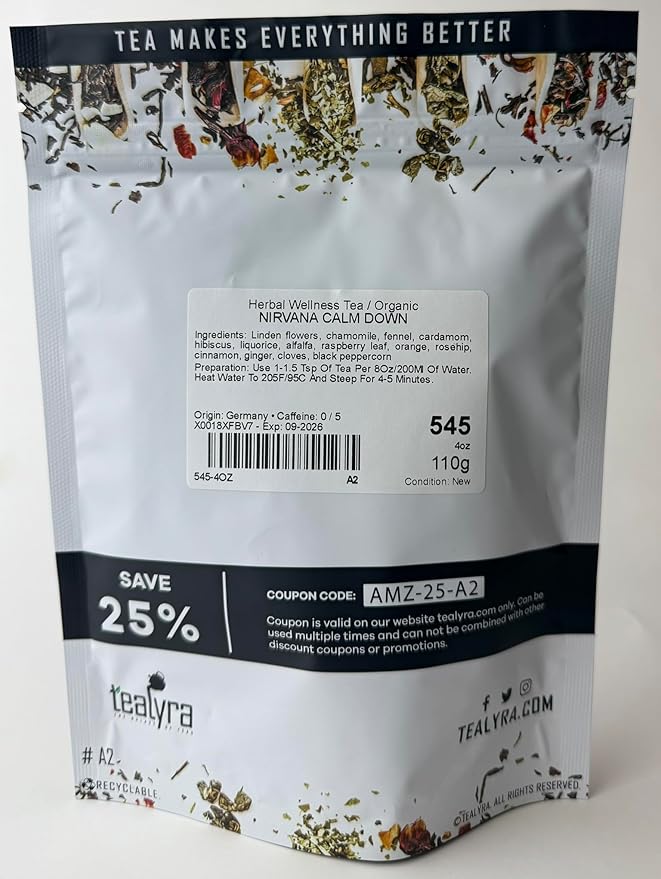 Tealyra - Calm Down - Nirvana - Chamomile Ginger Hibiscus - Wellness and Relaxing Herbal Loose Leaf Tea - Detox Tea - Caffeine-Free - All Natural - 110g (4-ounce) - Bloomnest