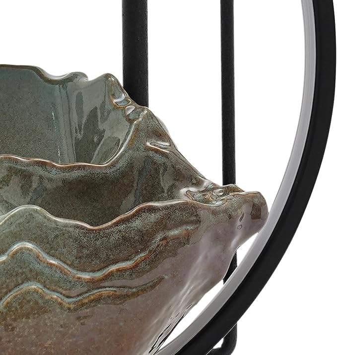 Tabletop Water Fountain Small Waterfall Fountains Indoor with Rocks and Ring Lights Desktop Fountains for Meditation Relaxation for Bedroom Living Room Office - Bloomnest